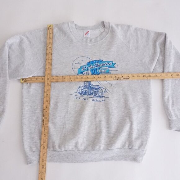 Vintage '93 Jerzees Gray St Catherine Dubois Church Travel Crewneck Sweater XL - Picture 3 of 11